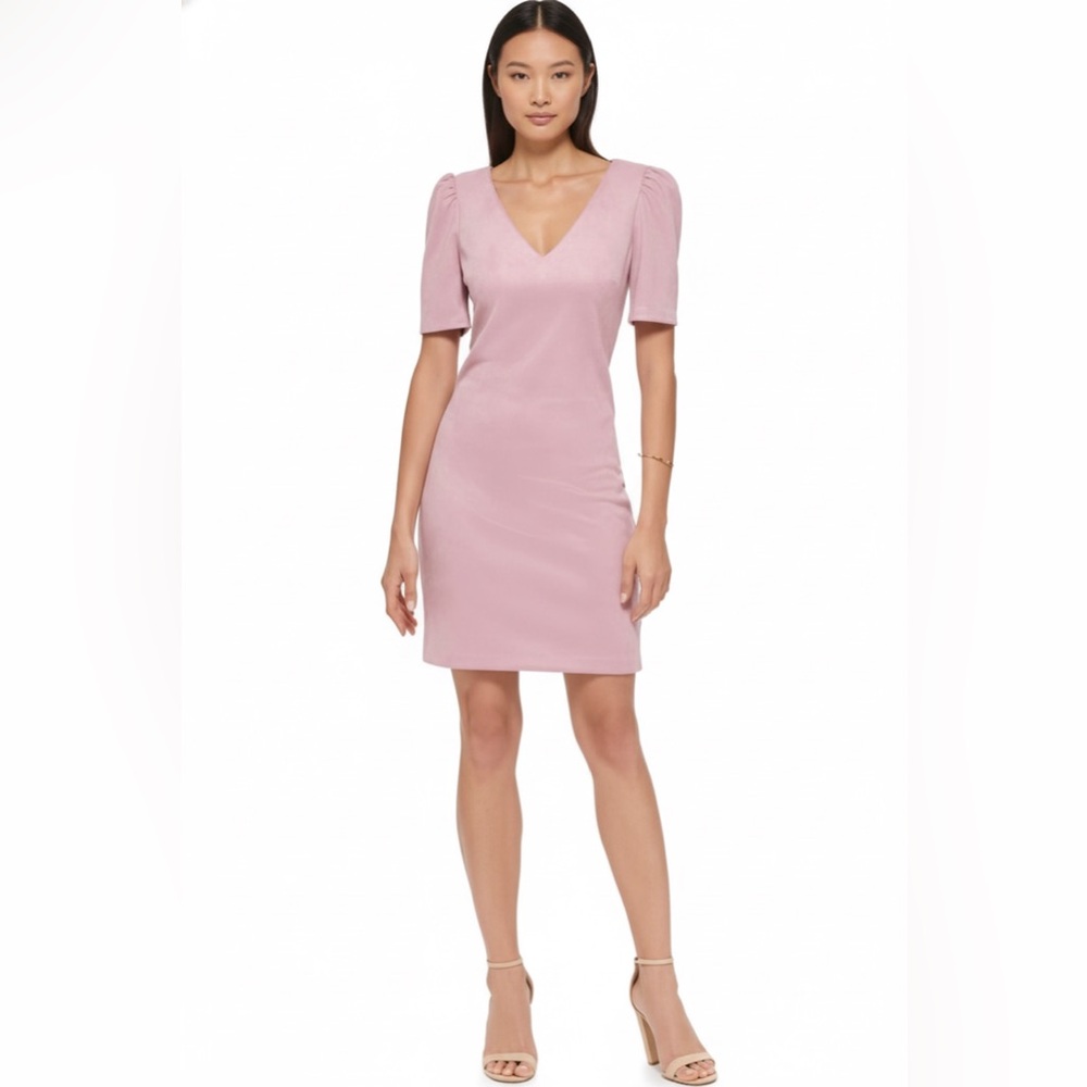 GUESS NWT  Faux Suede Puff sleeve Sheath Dress - Size 2